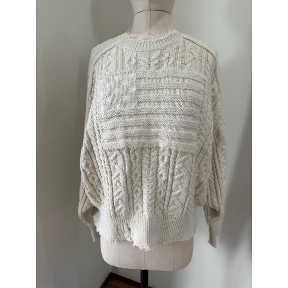 Denimist Sweaters - NWT Denimist Shadow $475 American Flag Sweater Women's S Ecru Slub Montauk